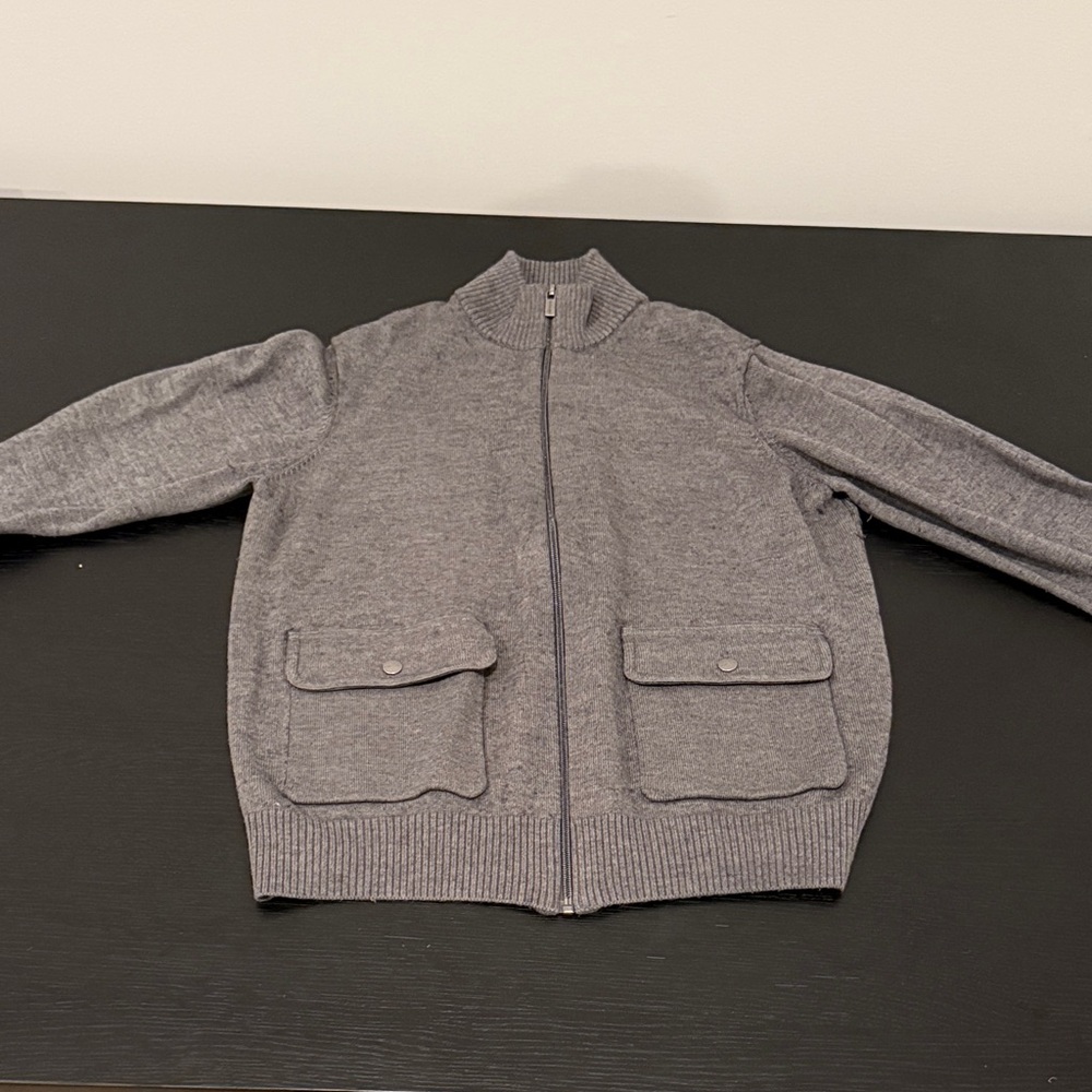 Michael Kors Men's Zip-Up Sweater in Charcoal